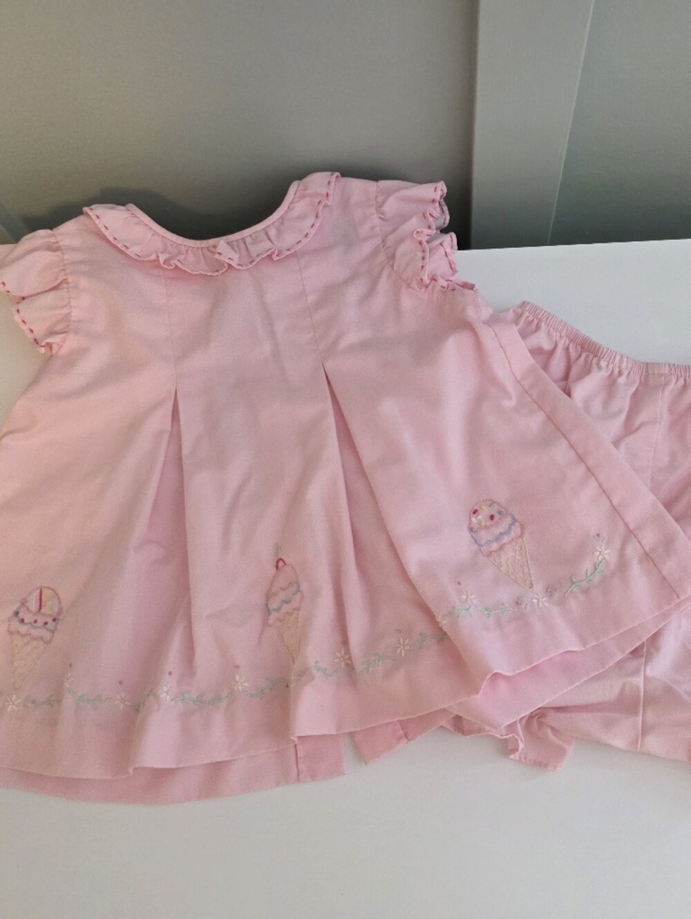 The Proper Peony 4t Pink Ice Cream Embroidered Matching Set Outfit Smocked Brand